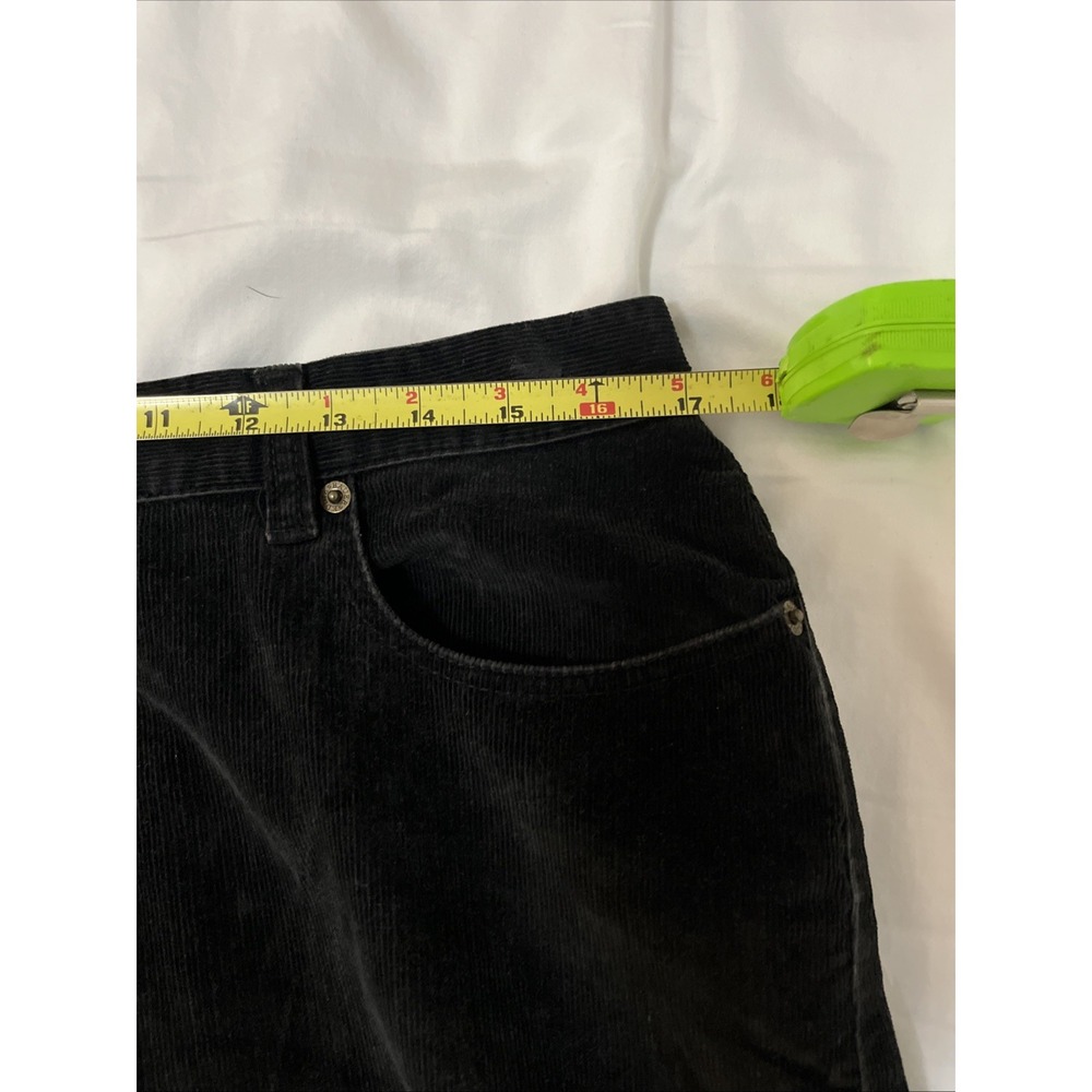 Eddie Bauer Corduroy Pants Jeans Womens 14 Black Mid Rise Wide Leg Bootcut Work - Picture 6 of 9